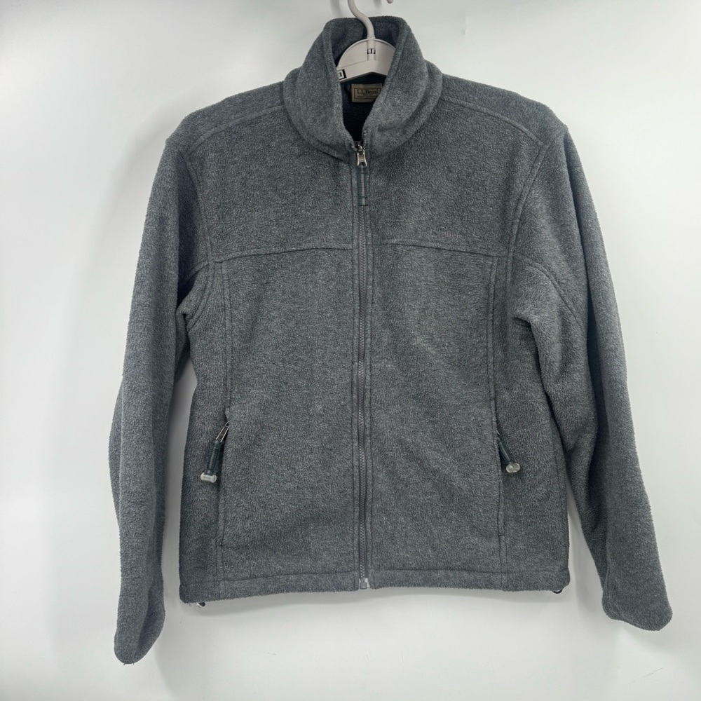 L.L Bean Jacket Mens Snall Gray Full Zip Fleece Outdoor Vtg